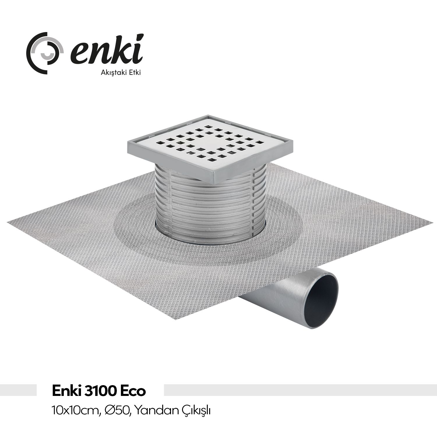 Enki 3100 Eco Yandan Çıkışlı Yer Süzgeci 10x10 cm 