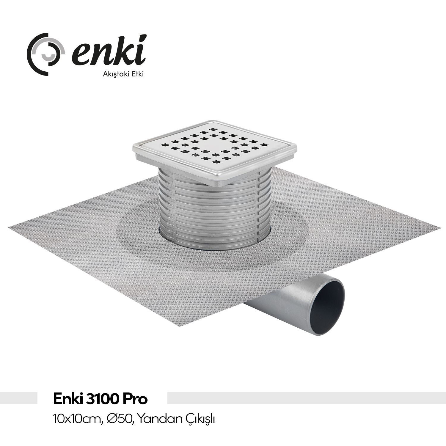 Enki 3100 Pro Yandan Çıkışlı Yer Süzgeci 10x10 cm 