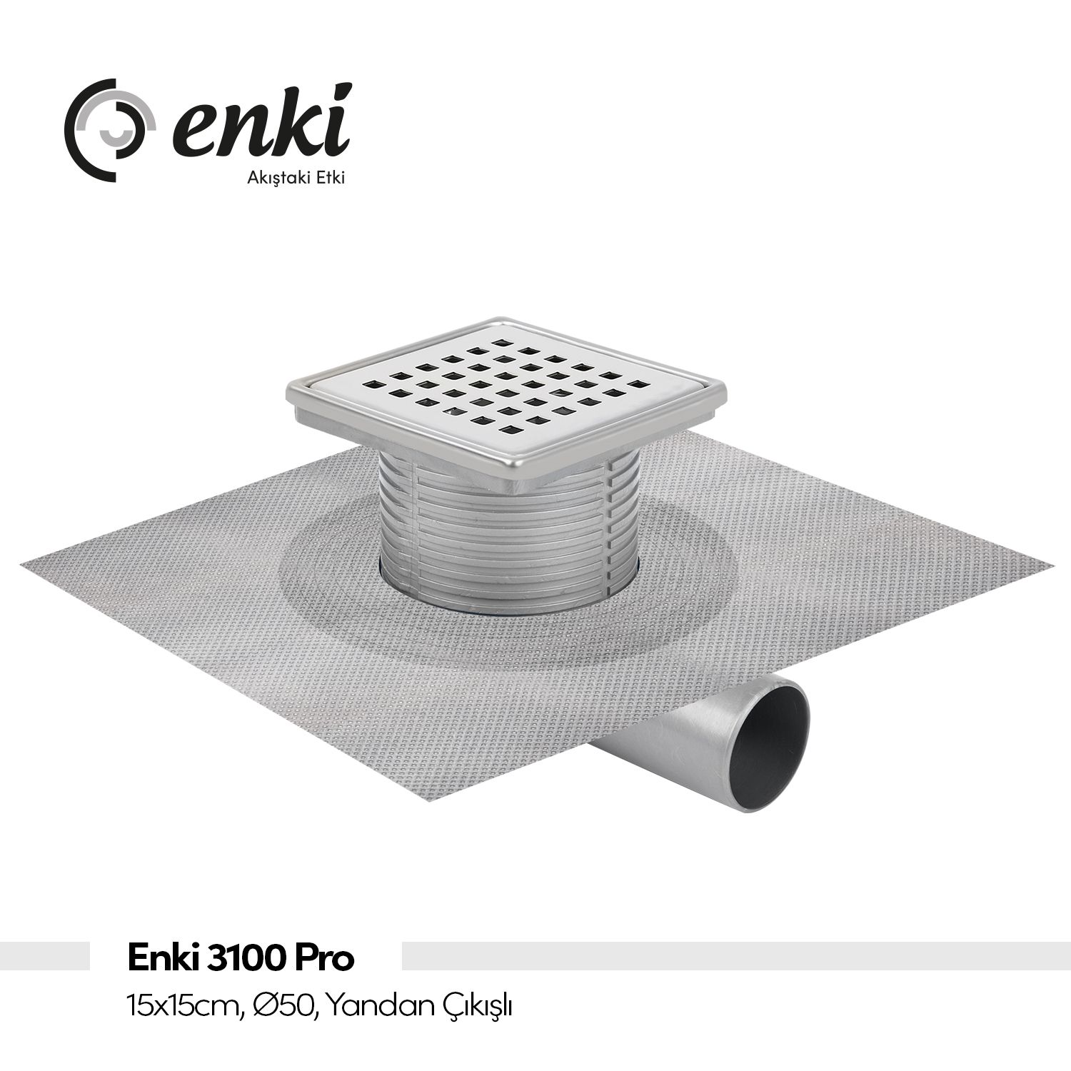 Enki 3100 Pro Yandan Çıkışlı Yer Süzgeci 15x15 cm