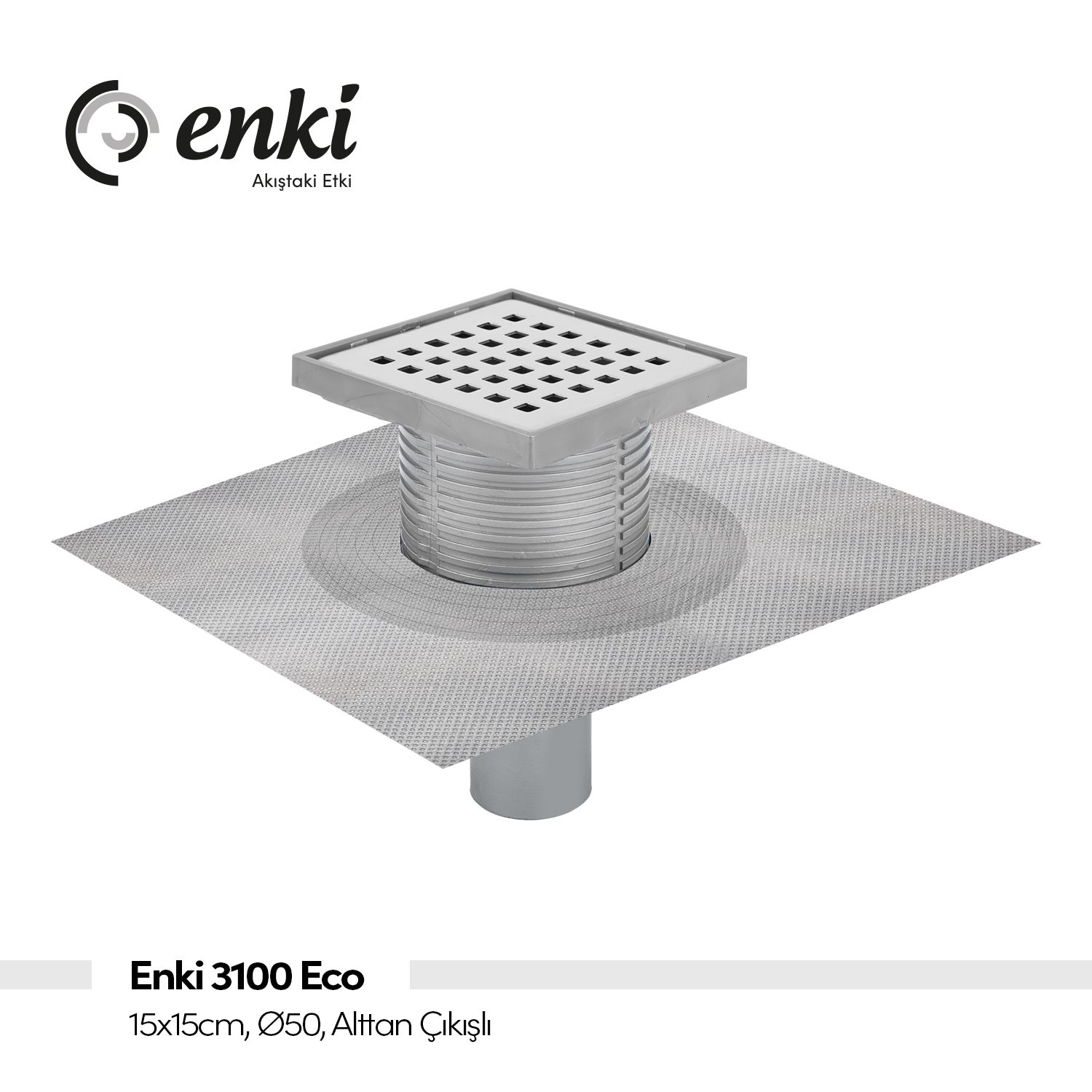 Enki 3100 Eco Alttan Çıkışlı Yer Süzgeci 15x15 cm