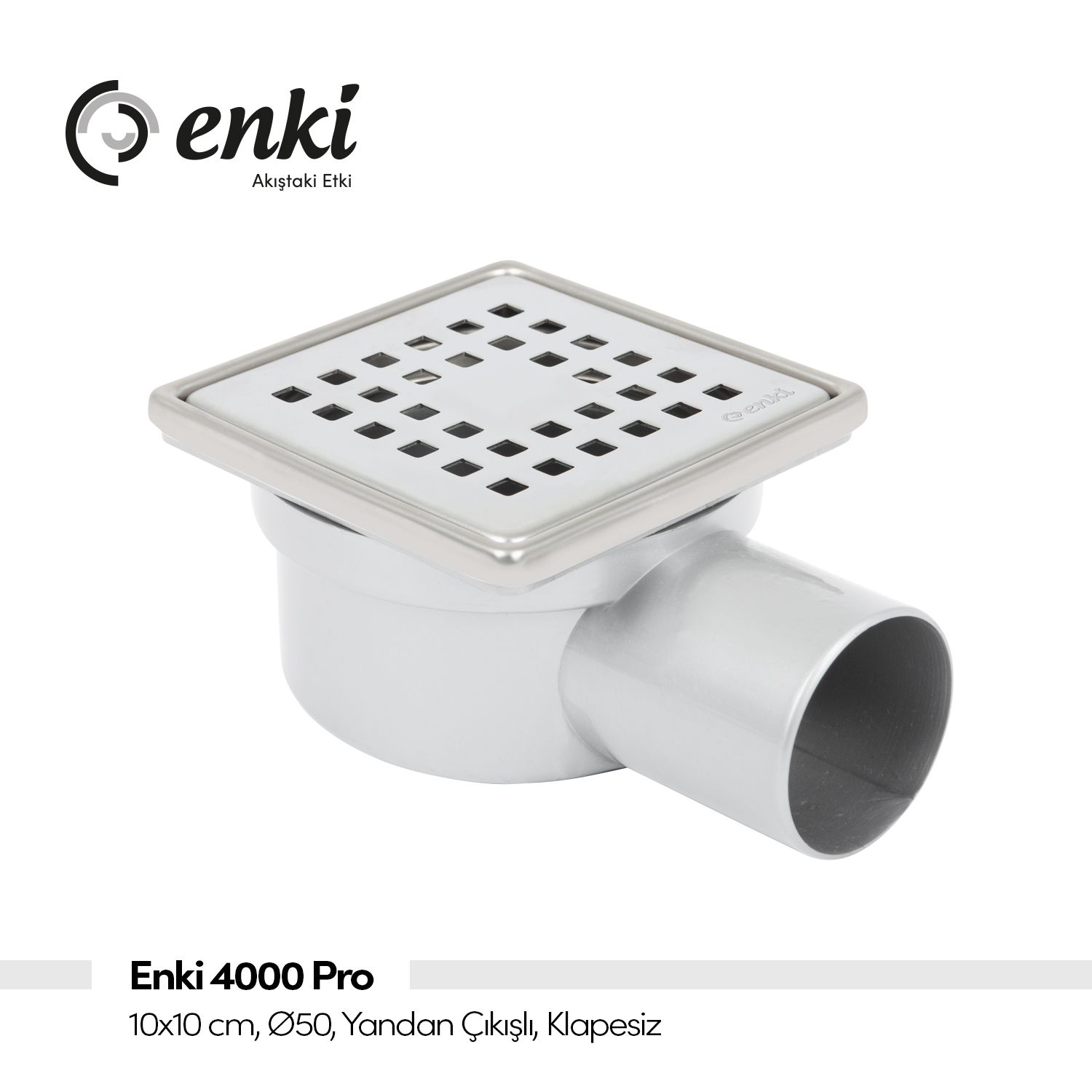 ENKİ 4000 Pro - 10x10cm, Ø50, Yandan Çıkışlı Klapesiz 